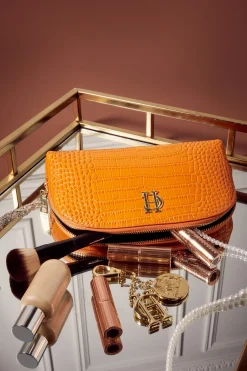 Holland Cooper Chelsea Makeup Bag Orange Croc Sale
