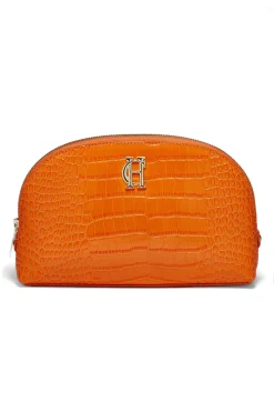 Holland Cooper Chelsea Makeup Bag Orange Croc Sale