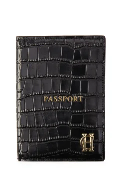 Holland Cooper Chelsea Passport Holder Black Croc Online
