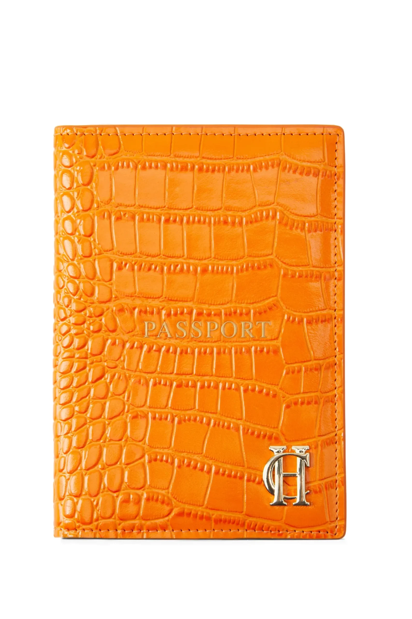 Holland Cooper Chelsea Passport Holder Orange Croc Clearance