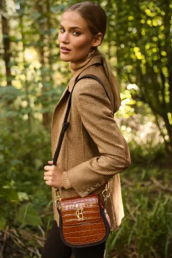 Holland Cooper Chelsea Saddle Bag Tan Croc