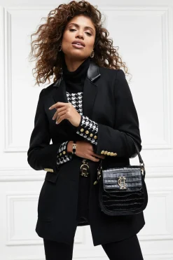 Holland Cooper Chelsea Saddle Bag Black Croc Outlet