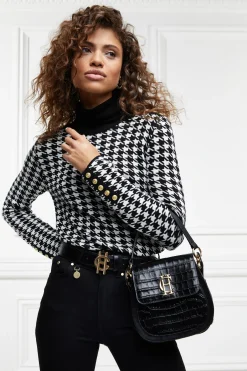 Holland Cooper Chelsea Saddle Bag Black Croc Outlet
