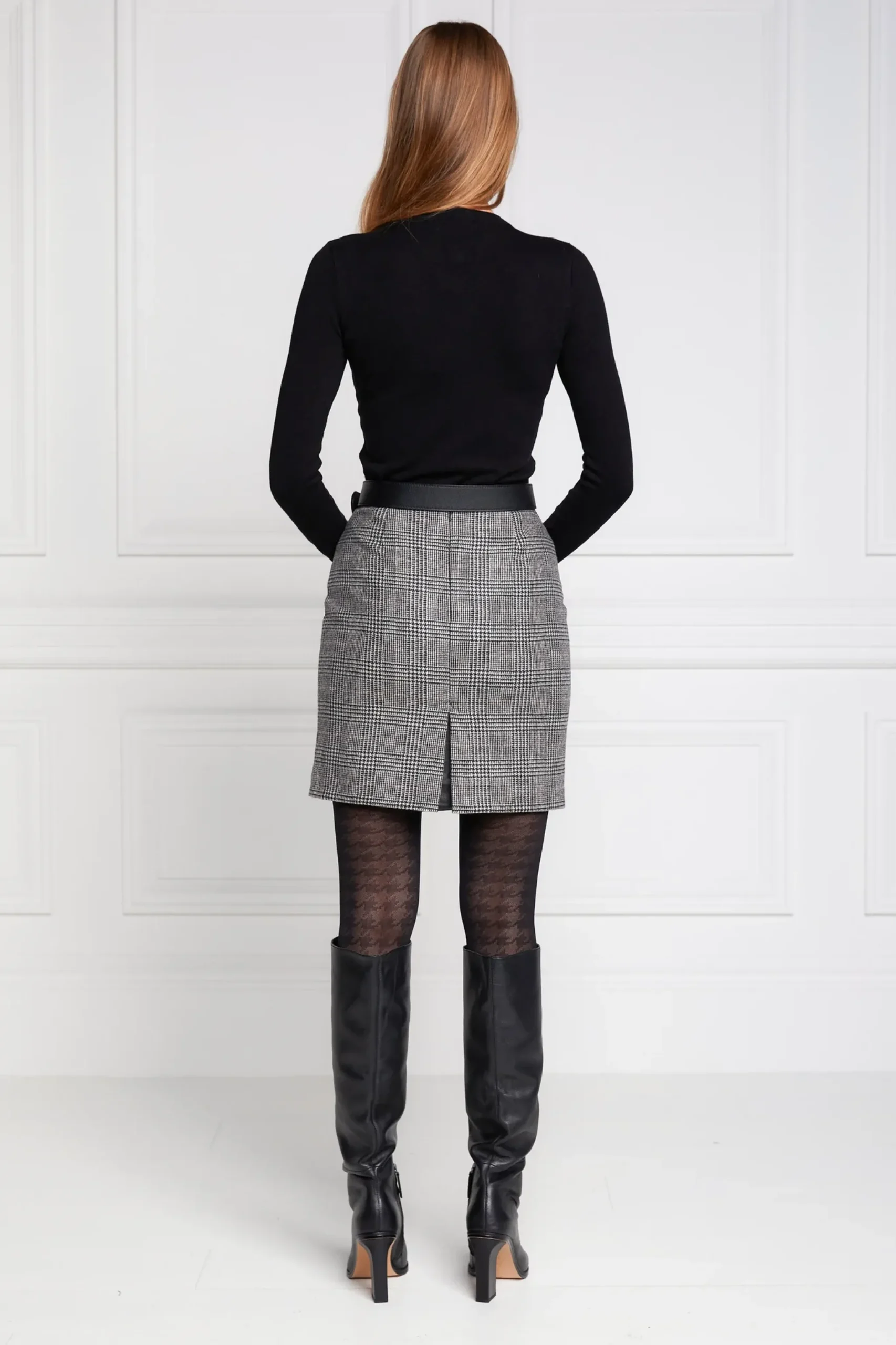 Holland Cooper Chelsea Skirt Prince of Wales Black