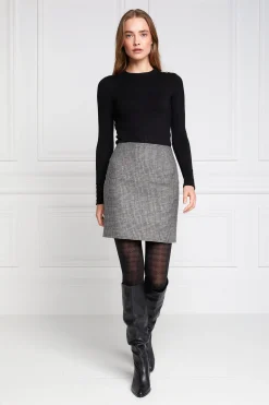 Holland Cooper Chelsea Skirt Prince of Wales Black