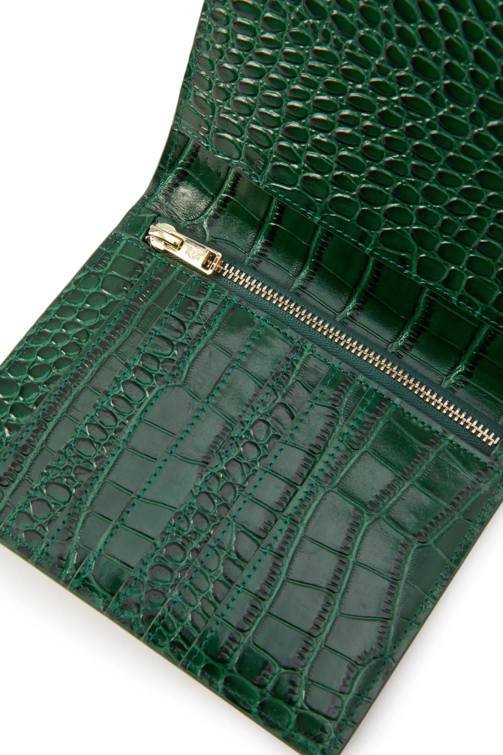 Holland Cooper Chelsea Wallet Emerald Croc New