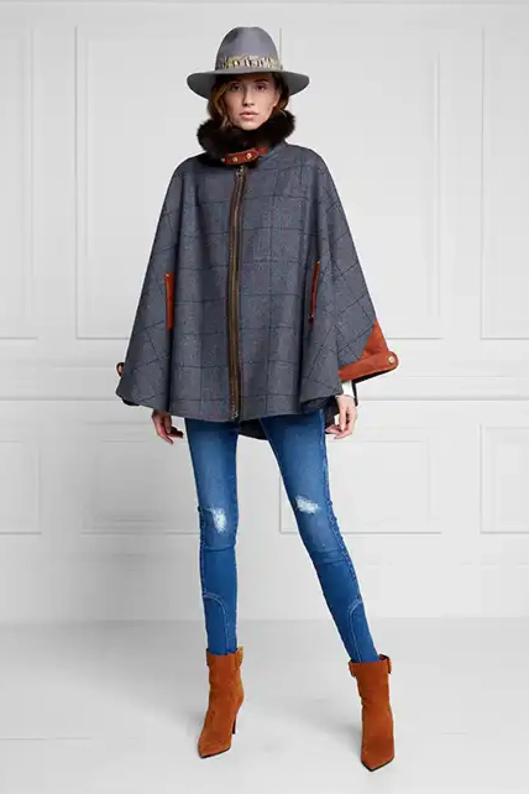 Holland Cooper Chiltern Cape Mid Blue Check Hot