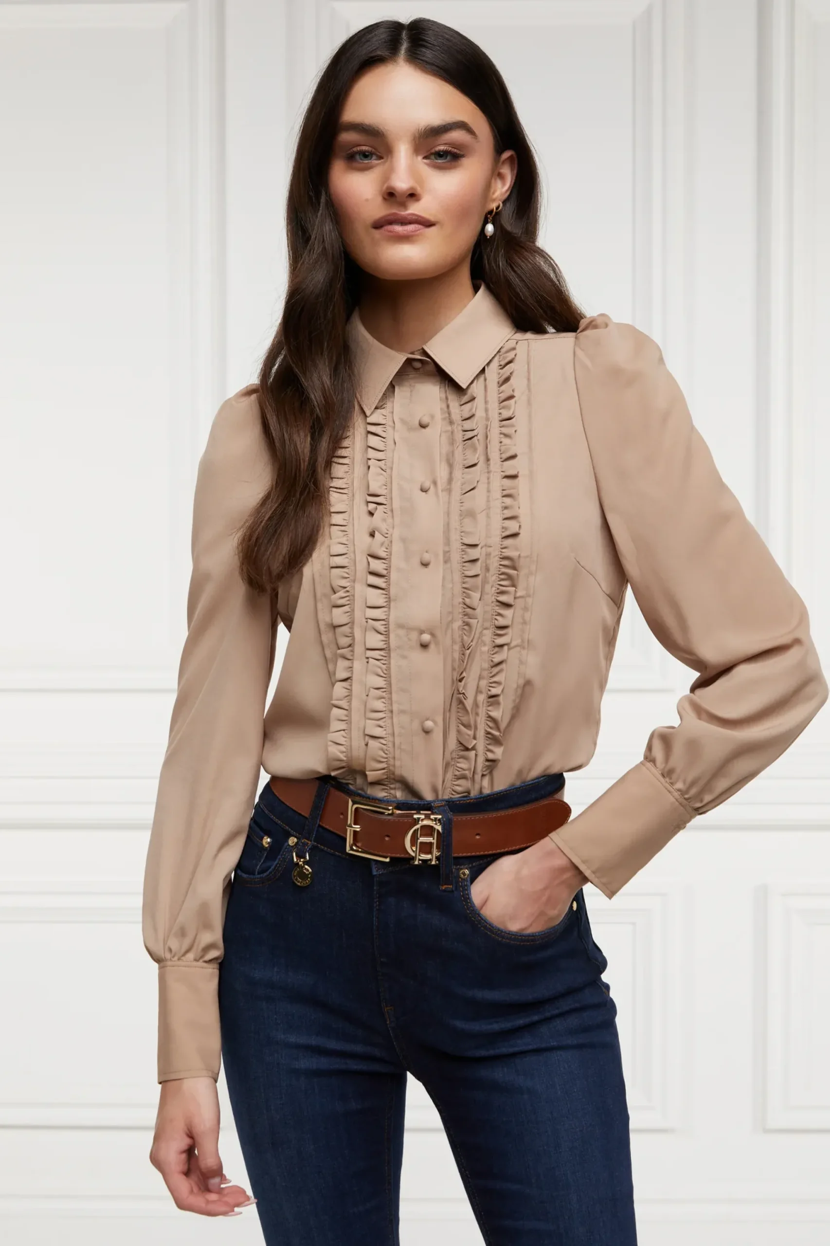 Holland Cooper Clarissa Shirt Caramel New