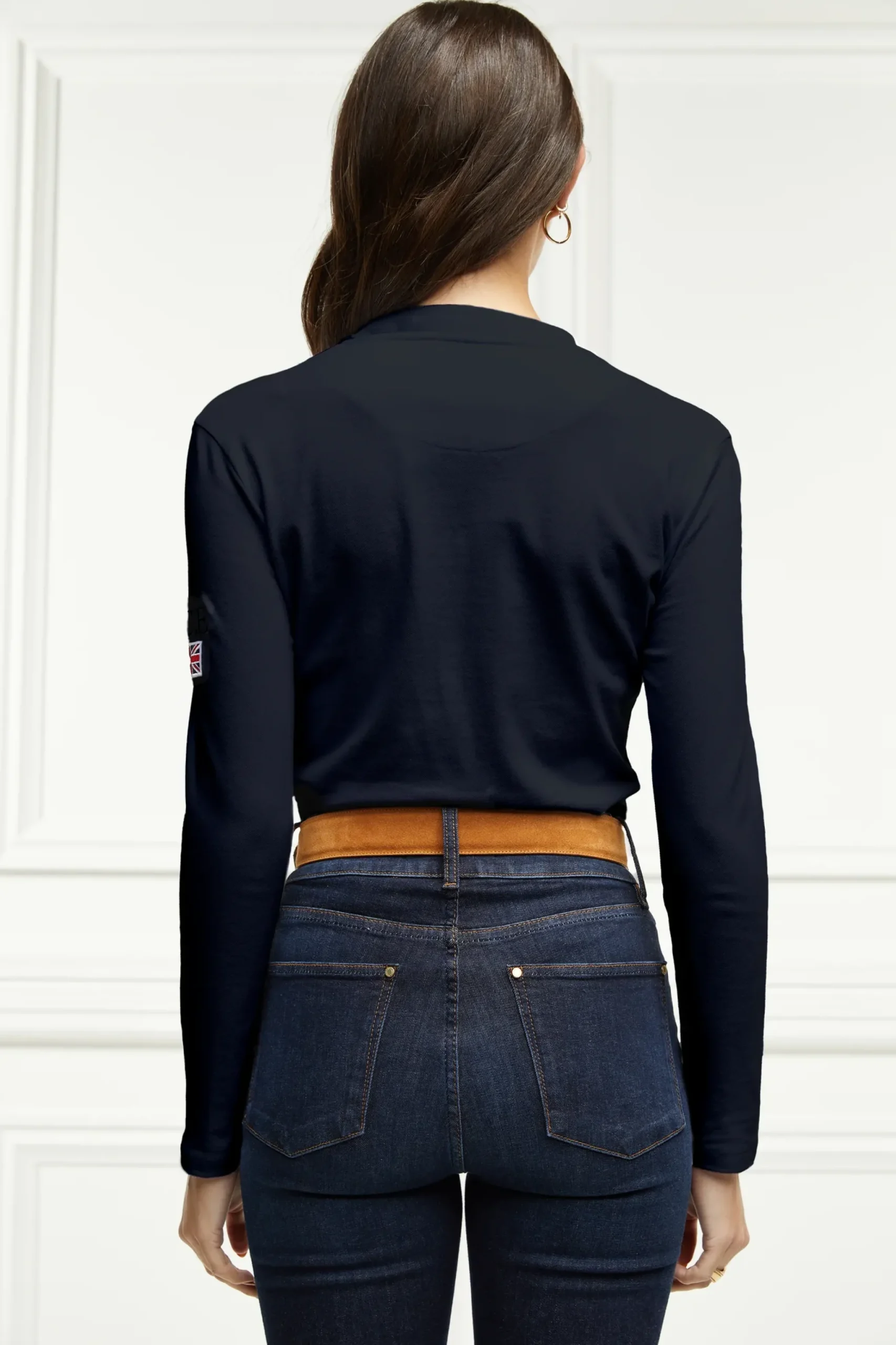 Holland Cooper Classic Long Sleeve Polo Shirt Ink Navy Sale