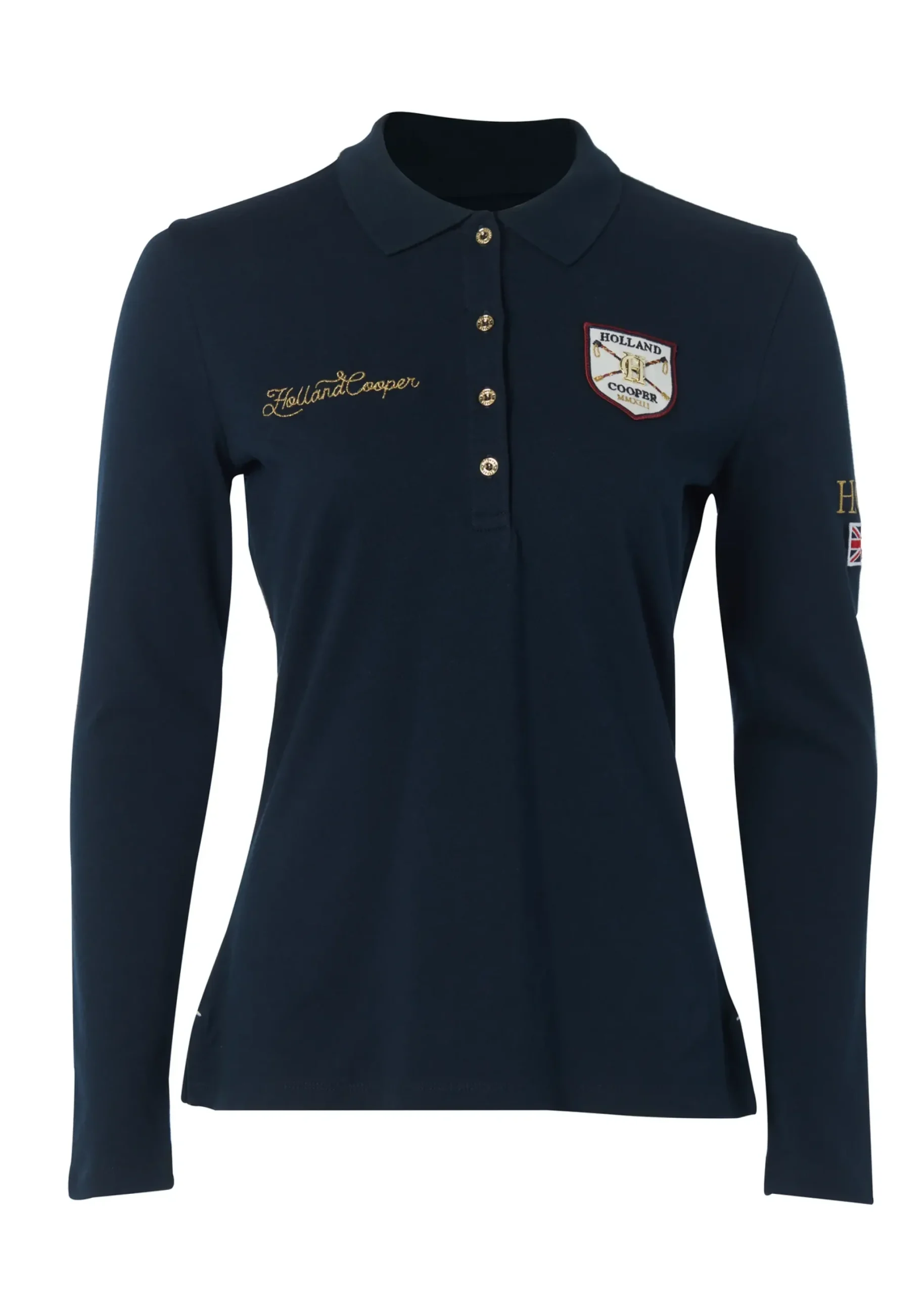 Holland Cooper Classic Long Sleeve Polo Shirt Ink Navy Sale