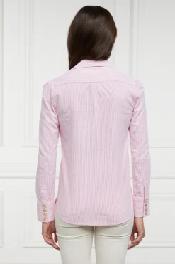 Holland Cooper Classic V-Neck Blouse Pink Stripe Outlet