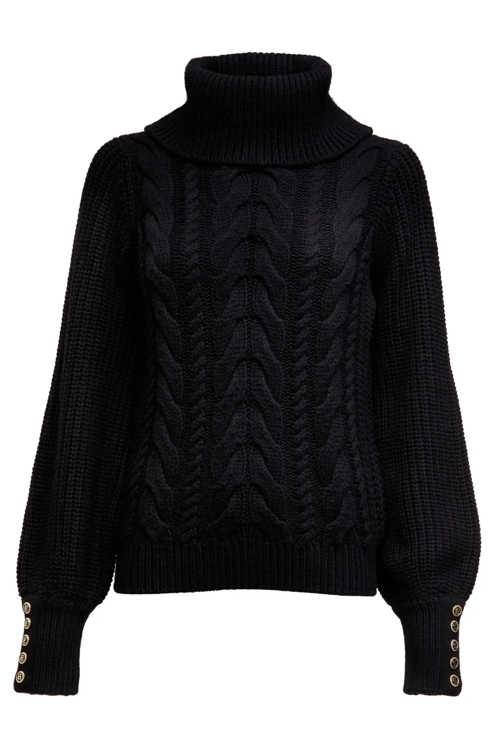 Holland Cooper Corded Roll Neck Knit Black New