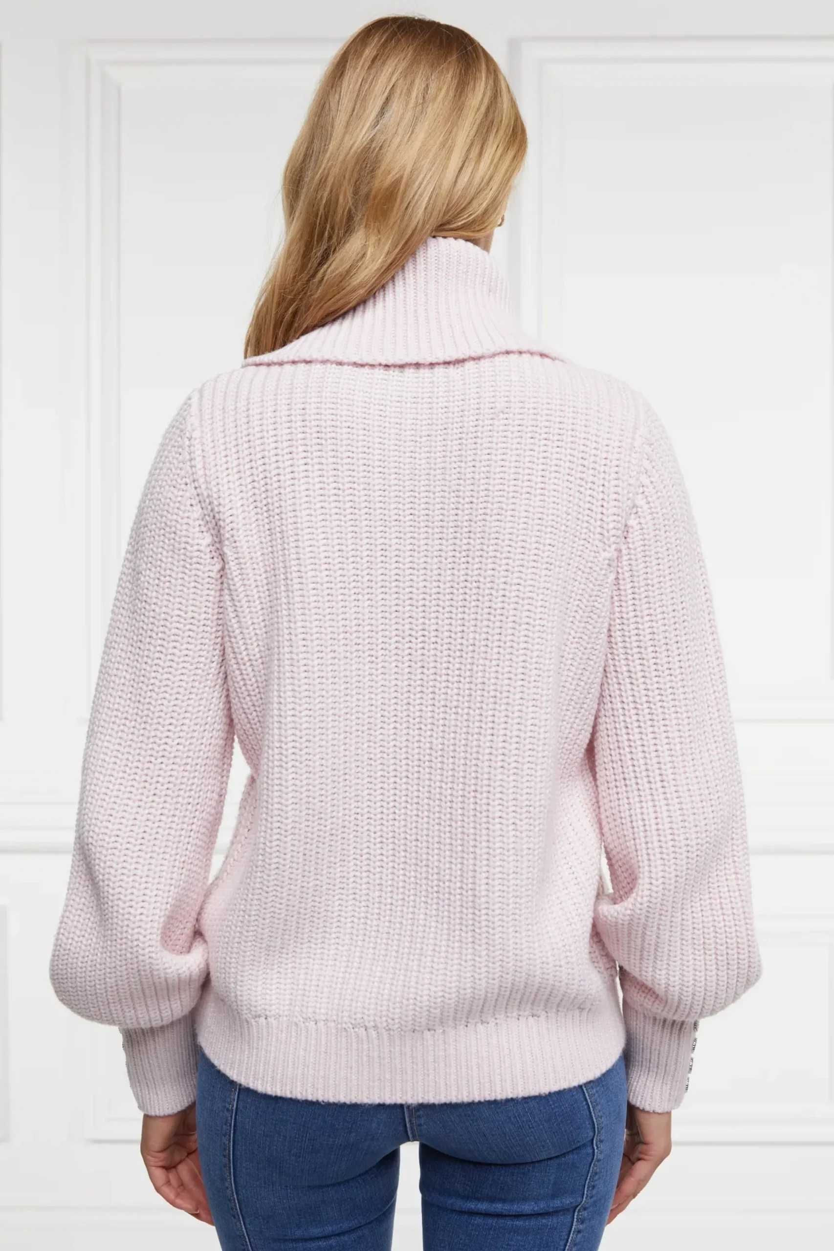 Holland Cooper Corded Roll Neck Knit Ice Pink New