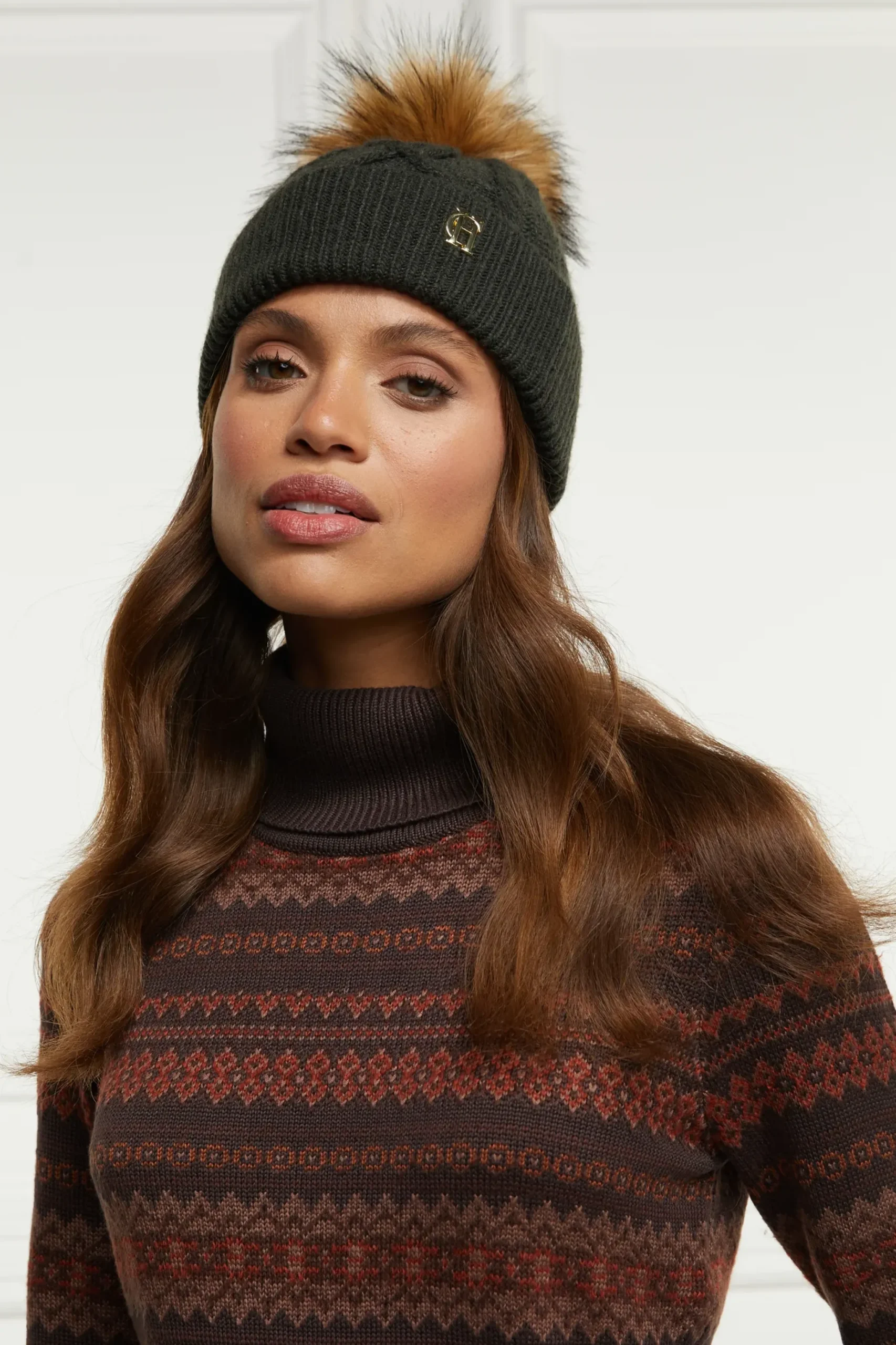Holland Cooper Cortina Bobble Hat Fern Green