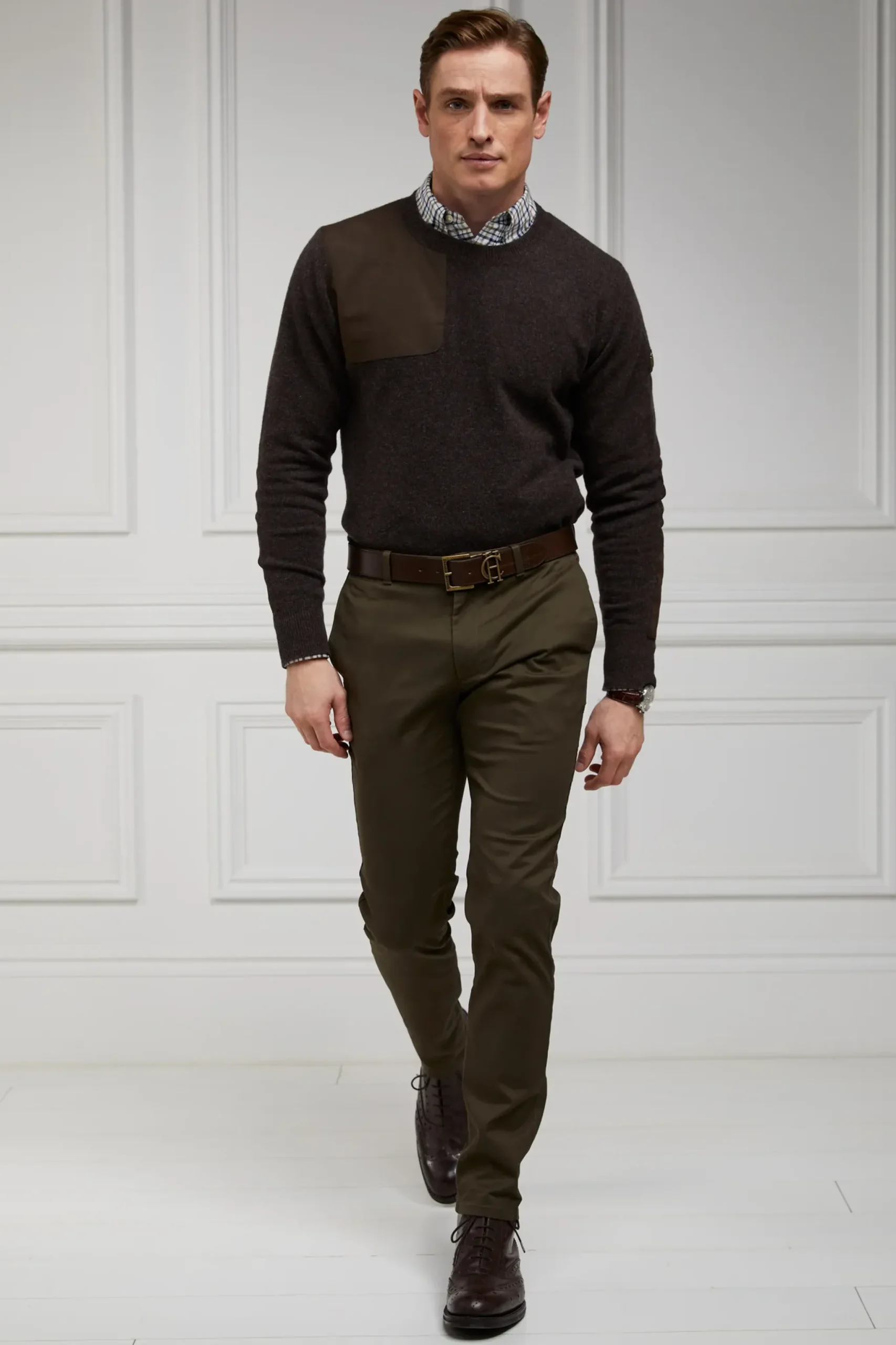 Holland Cooper Country Crew Neck Knit Chocolate Clearance