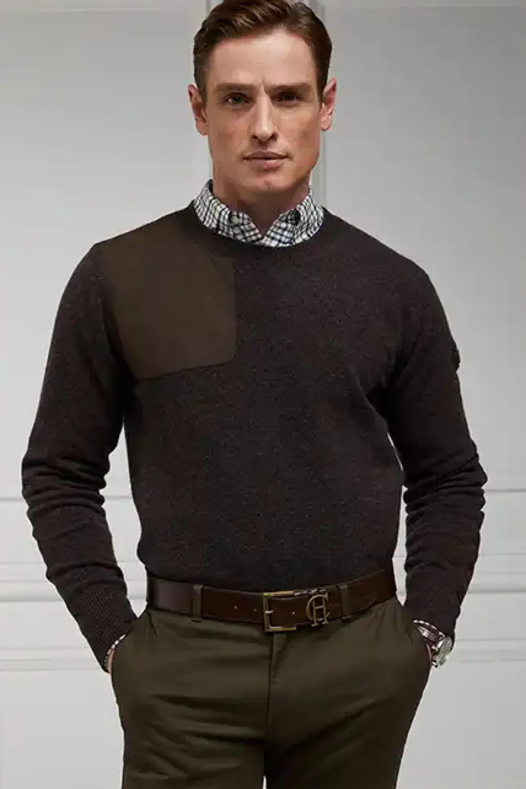Holland Cooper Country Crew Neck Knit Chocolate Clearance