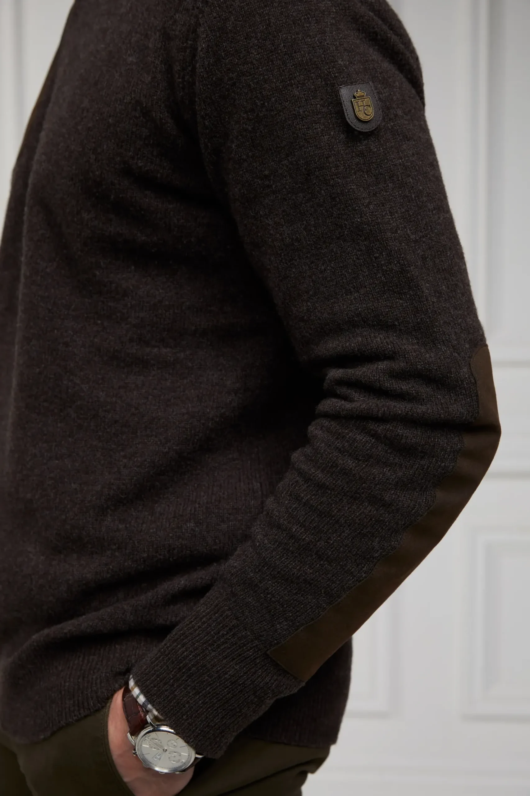 Holland Cooper Country Crew Neck Knit Chocolate Clearance
