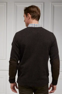 Holland Cooper Country Crew Neck Knit Chocolate Clearance
