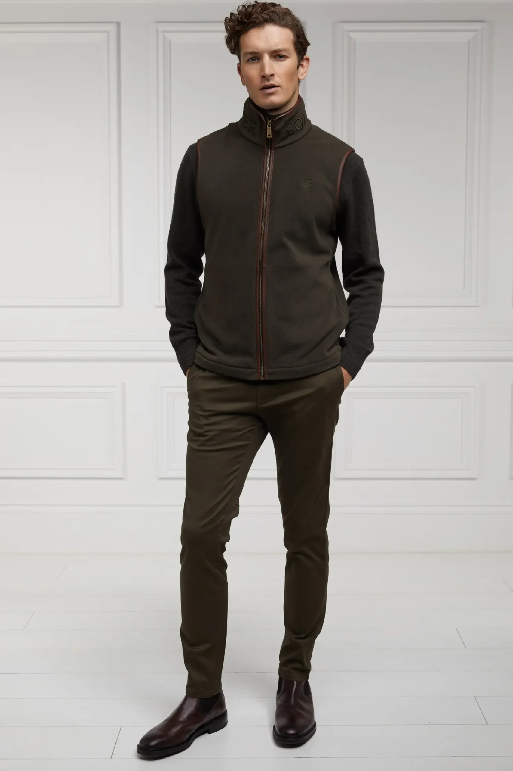 Holland Cooper Country Fleece Gilet Khaki Best