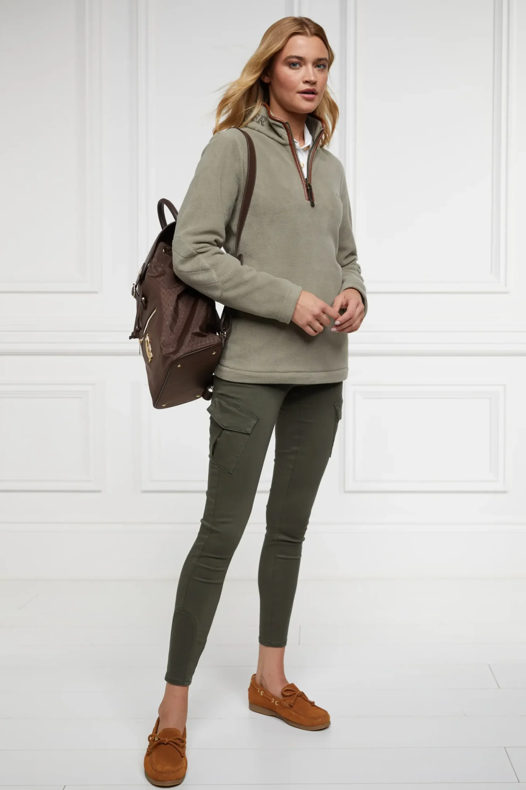 Holland Cooper Country Fleece Half Zip Sage Discount