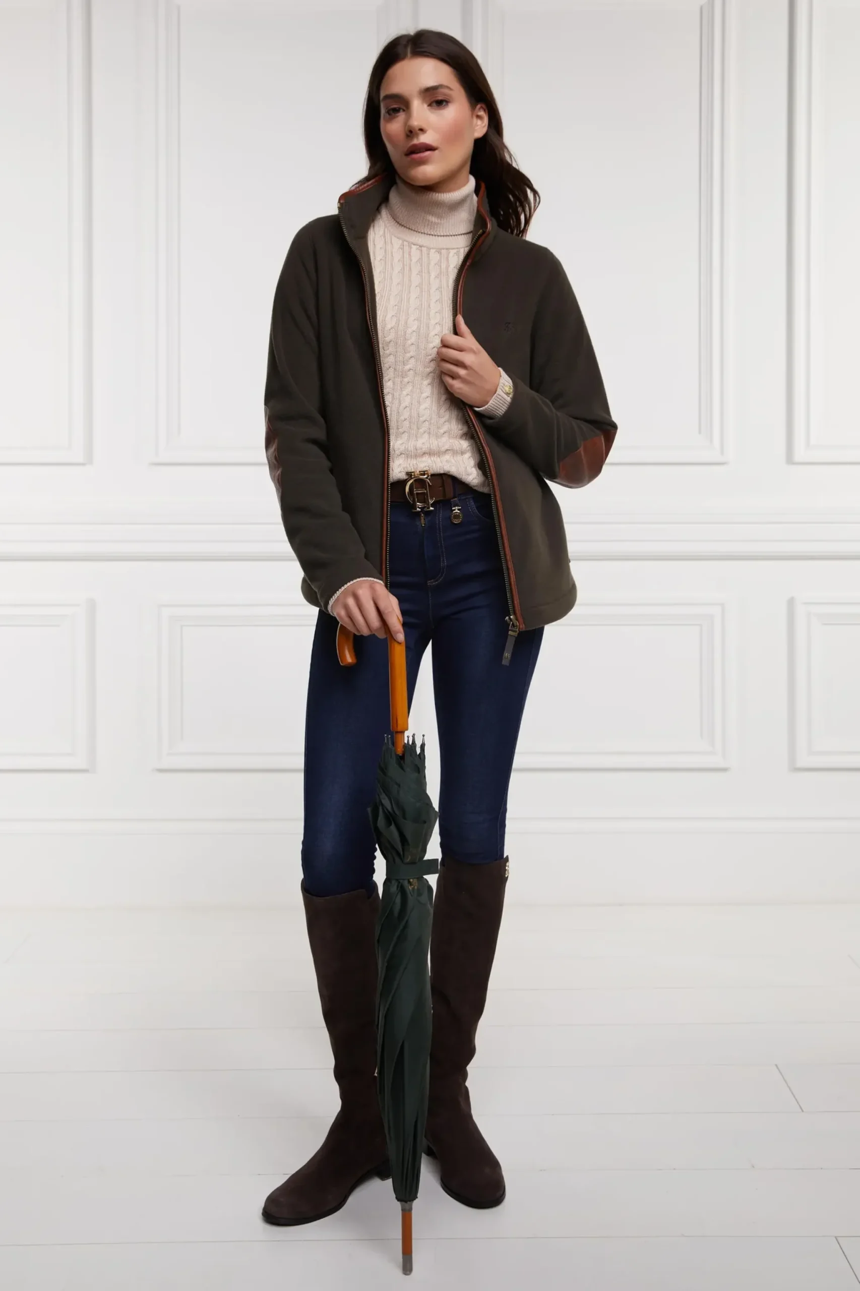 Holland Cooper Country Fleece Jacket Khaki Clearance
