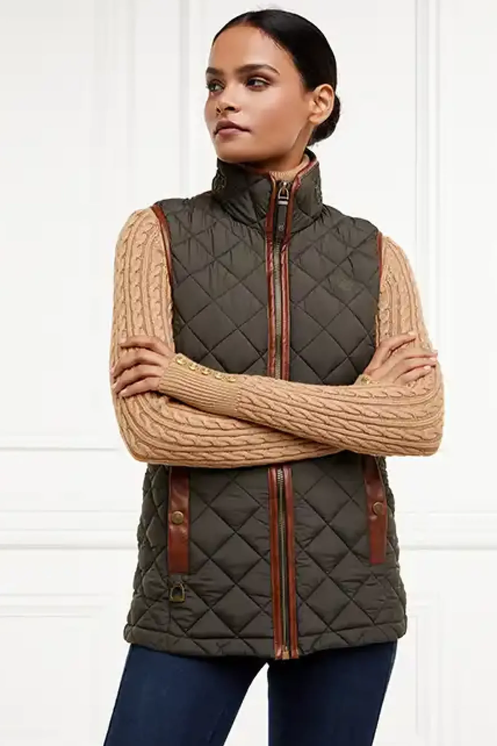 Holland Cooper Country Quilted Gilet Heritage Khaki Clearance