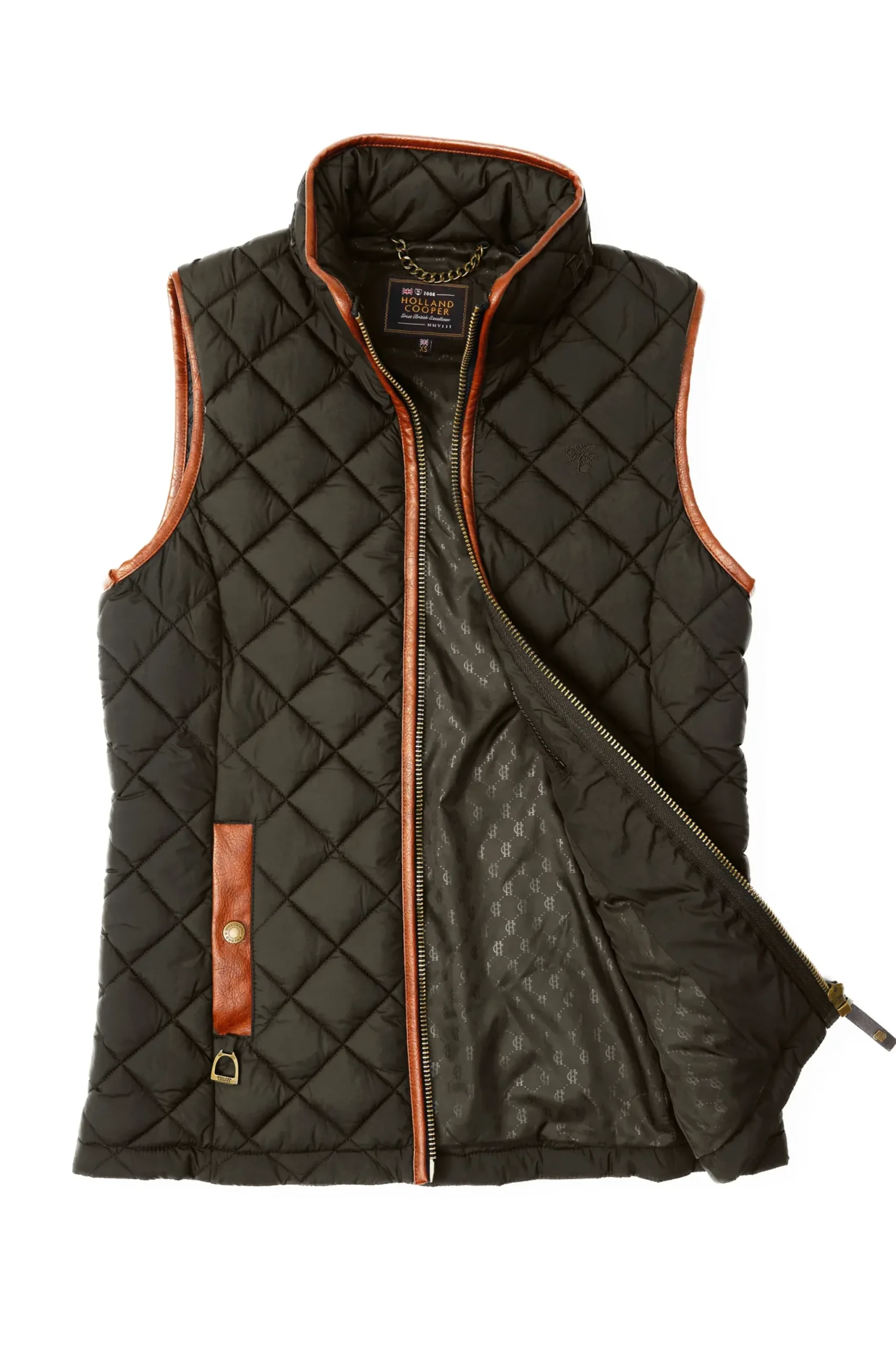 Holland Cooper Country Quilted Gilet Heritage Khaki Clearance