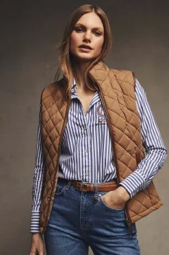 Holland Cooper Country Quilted Gilet Coffee Clearance