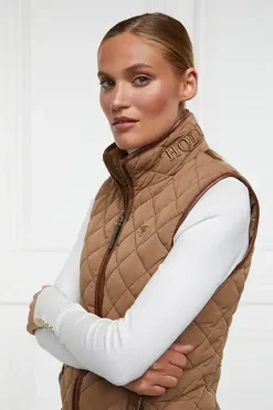 Holland Cooper Country Quilted Gilet Coffee Clearance