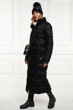 Holland Cooper Crawford Longline Coat Mono Houndstooth