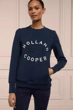 Holland Cooper Crystal Crew Neck Sweat Ink Navy Sale