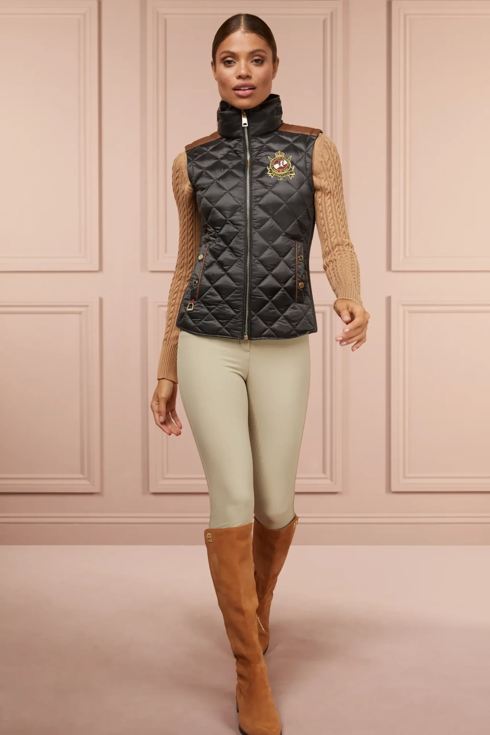 Holland Cooper Diamond Quilt Classic Gilet Khaki Best