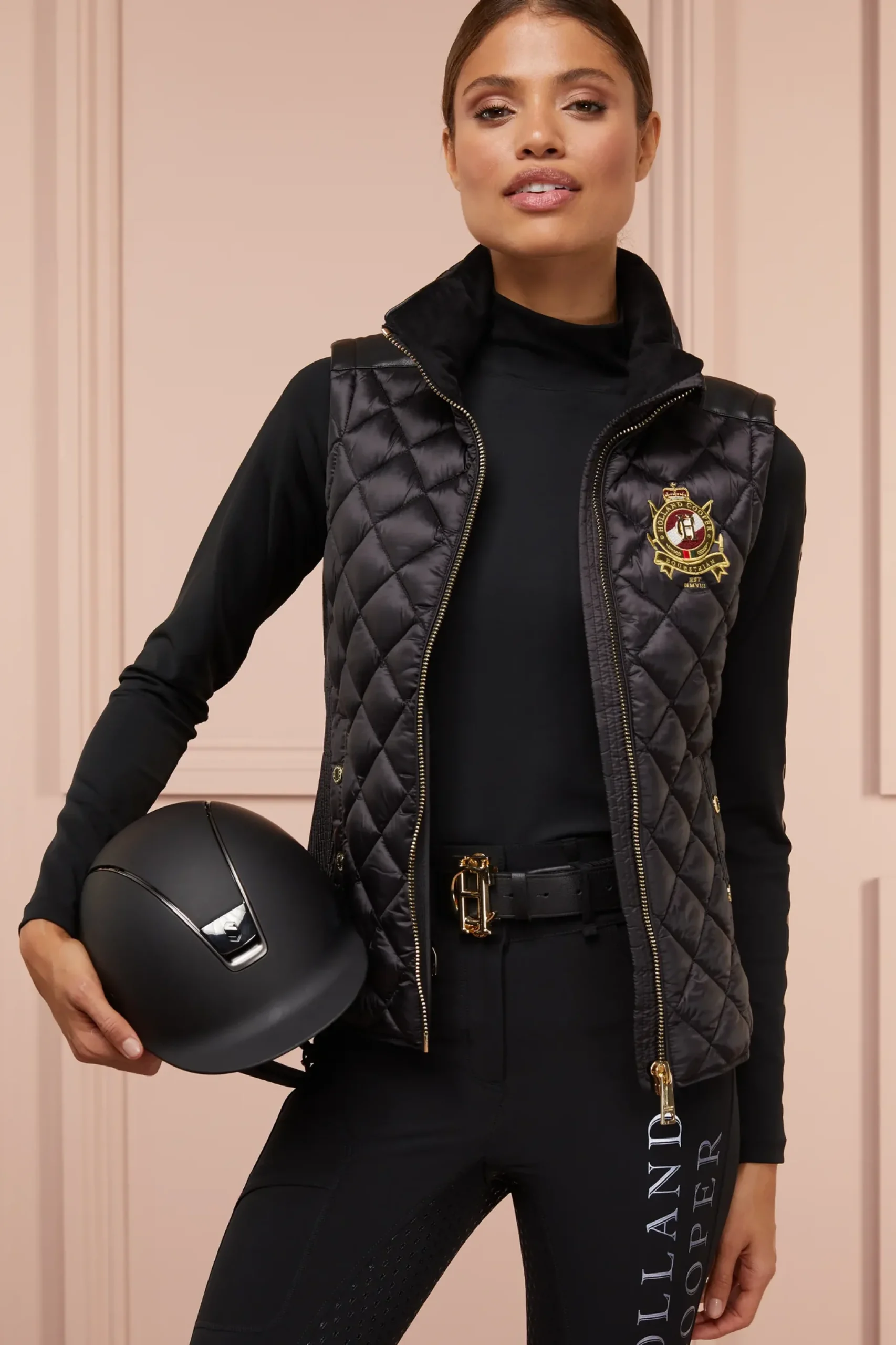 Holland Cooper Diamond Quilt Classic Gilet Black Clearance
