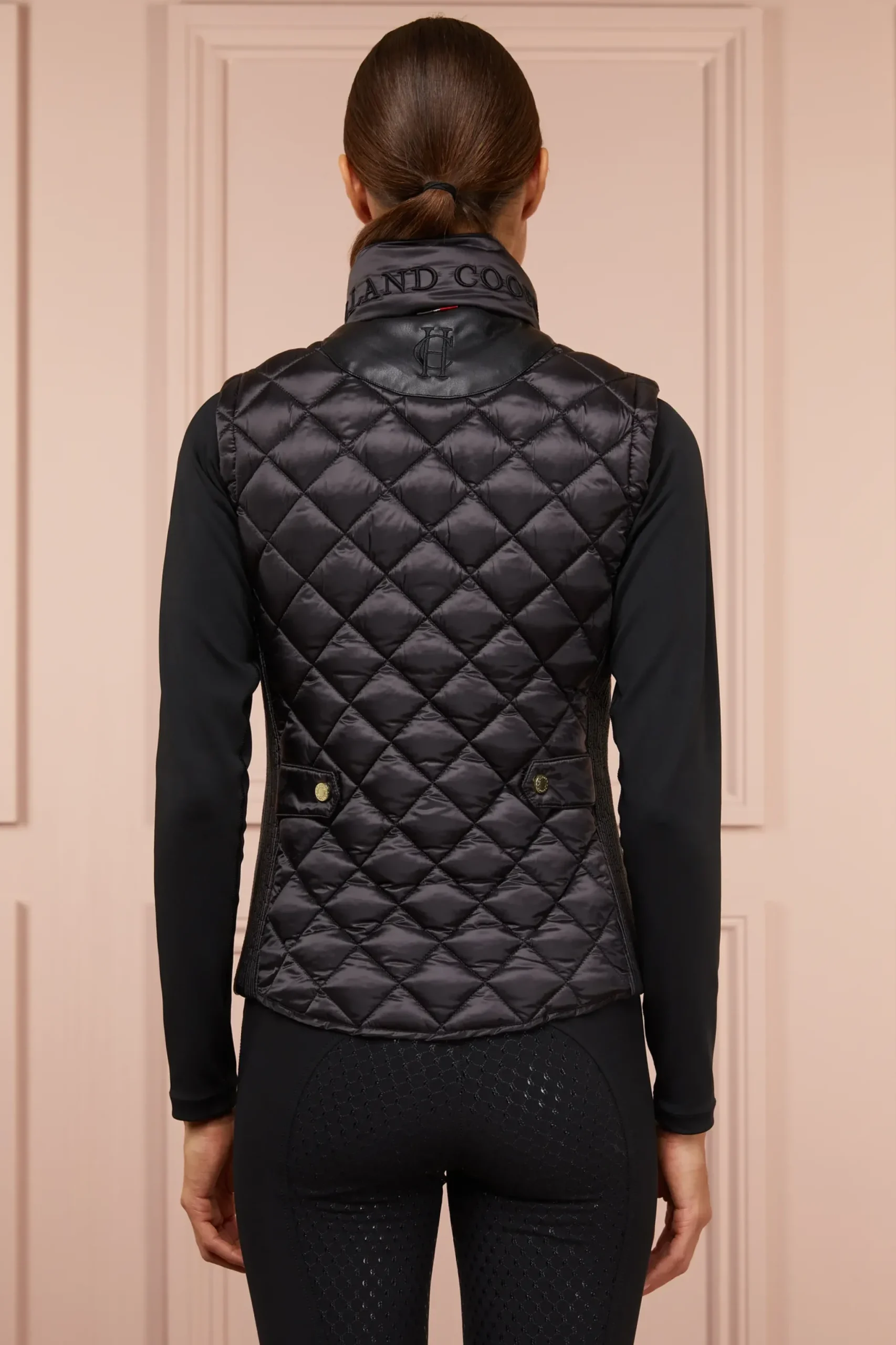 Holland Cooper Diamond Quilt Classic Gilet Black Clearance