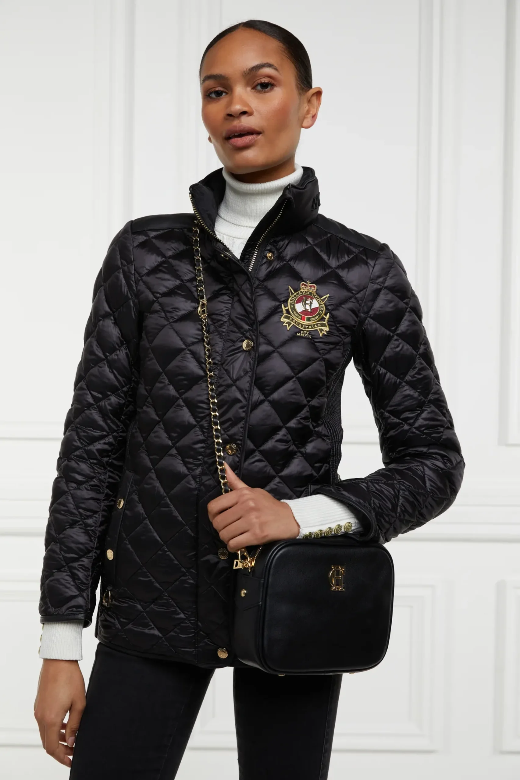 Holland Cooper Diamond Quilt Classic Jacket Black Hot