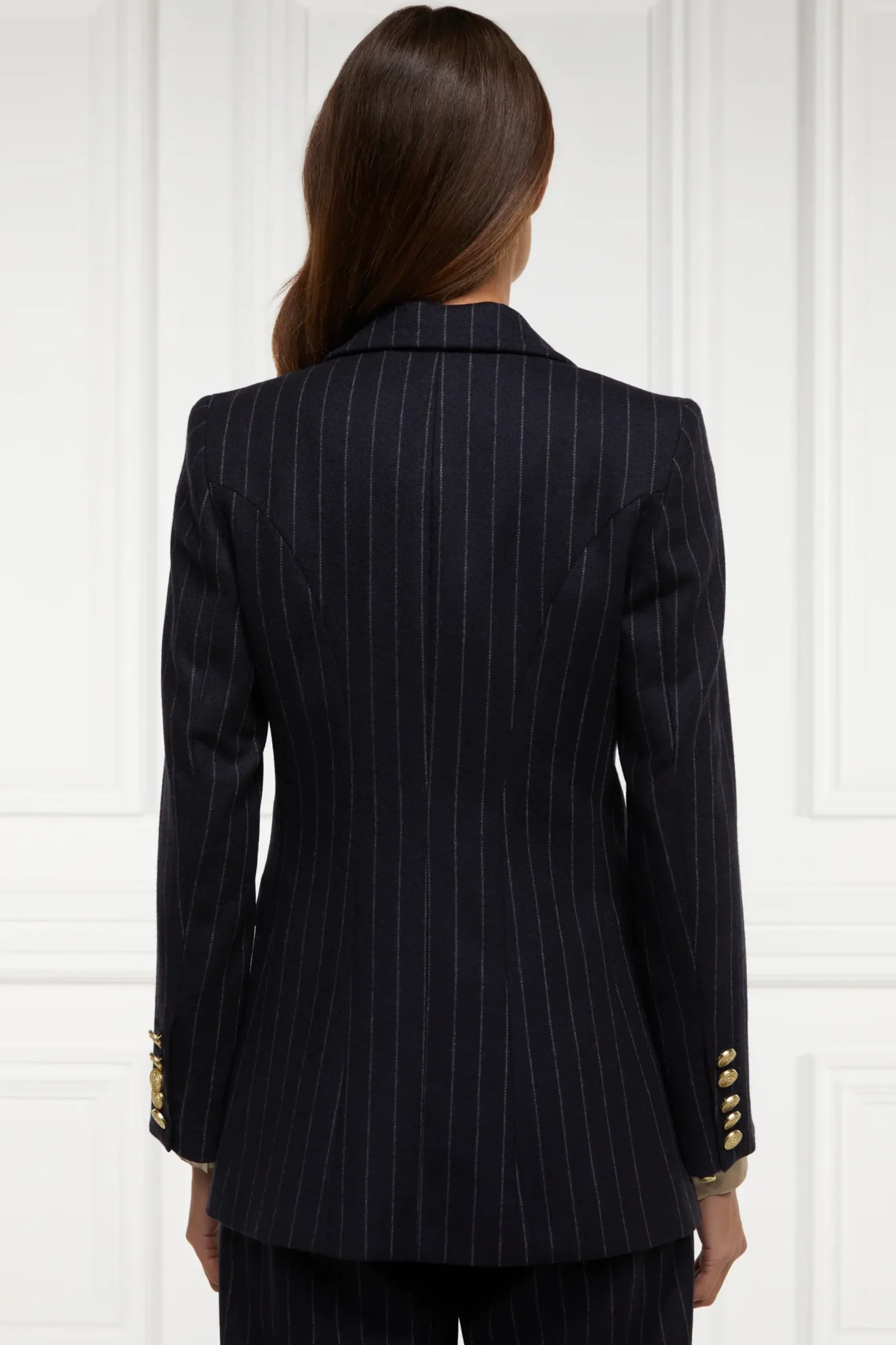 Holland Cooper Double Breasted Blazer Navy Chalk Pin Stripe Best