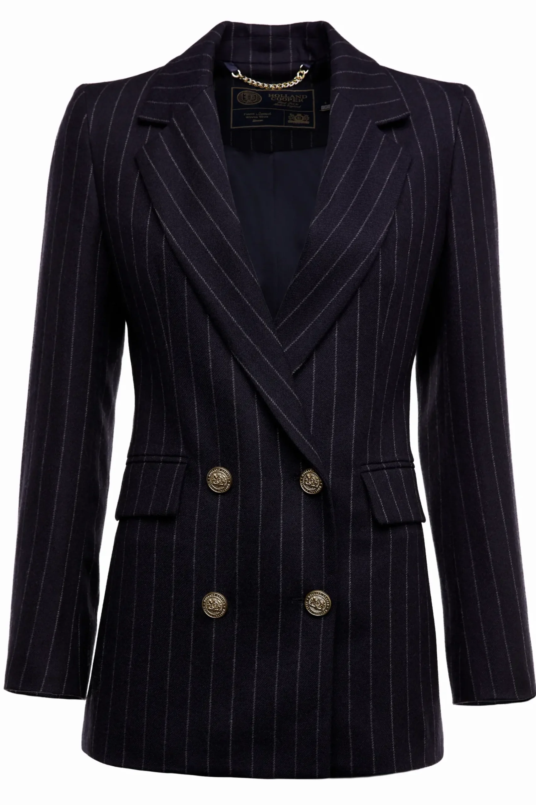 Holland Cooper Double Breasted Blazer Navy Chalk Pin Stripe Best