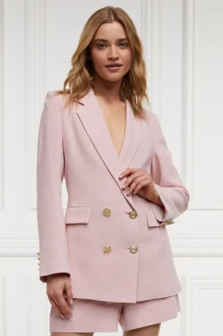 Holland Cooper Double Breasted Blazer Pink Linen Best