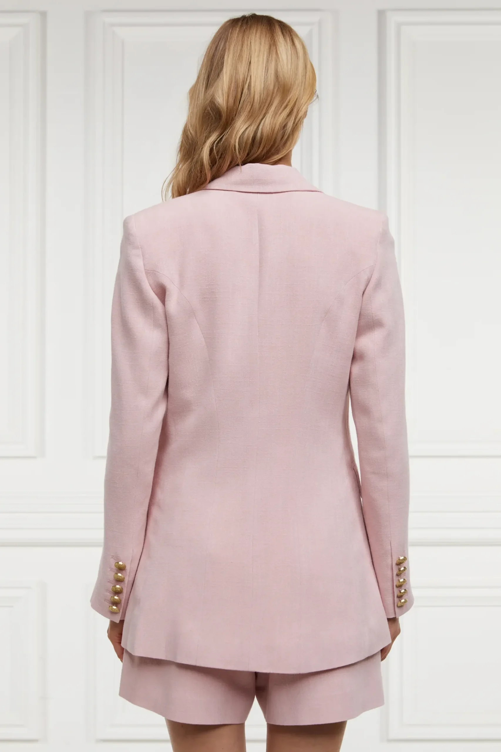 Holland Cooper Double Breasted Blazer Pink Linen Best