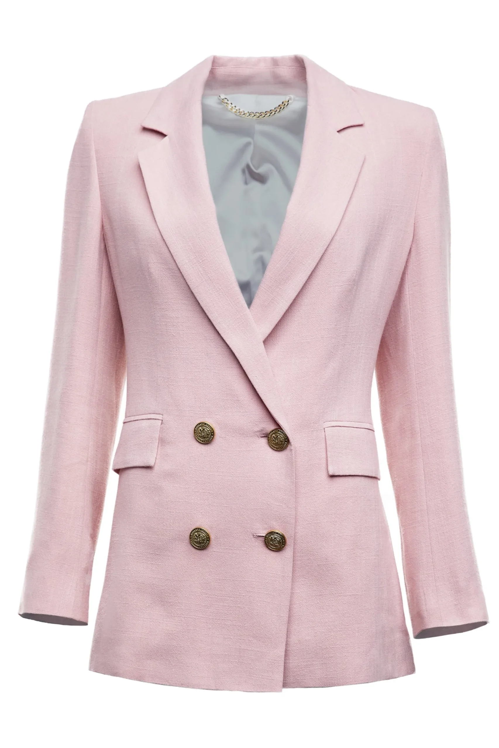 Holland Cooper Double Breasted Blazer Pink Linen Best
