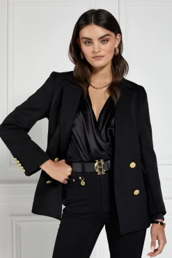 Holland Cooper Double Breasted Blazer Black Twill