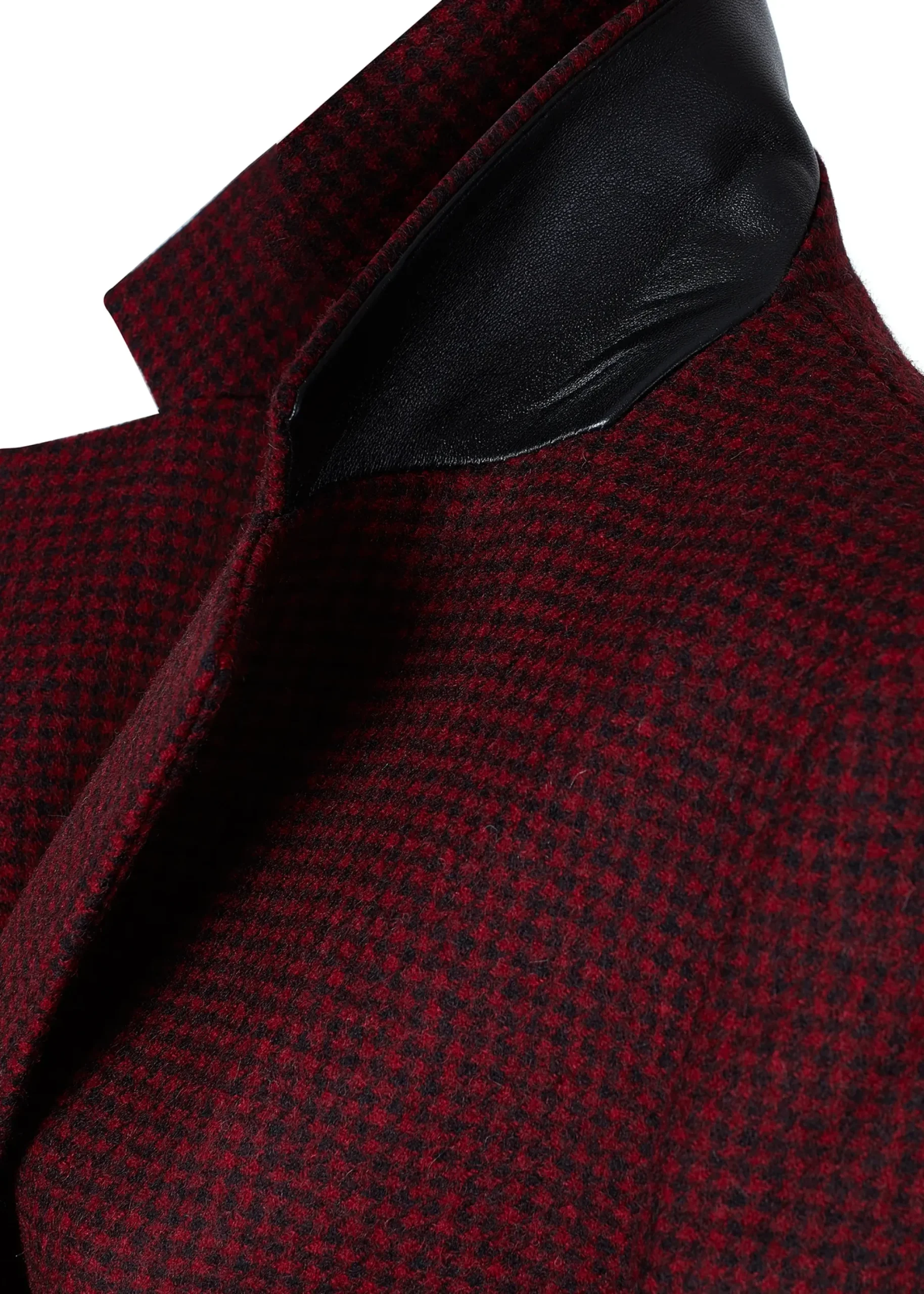 Holland Cooper Double Breasted Blazer Deep Red Houndstooth