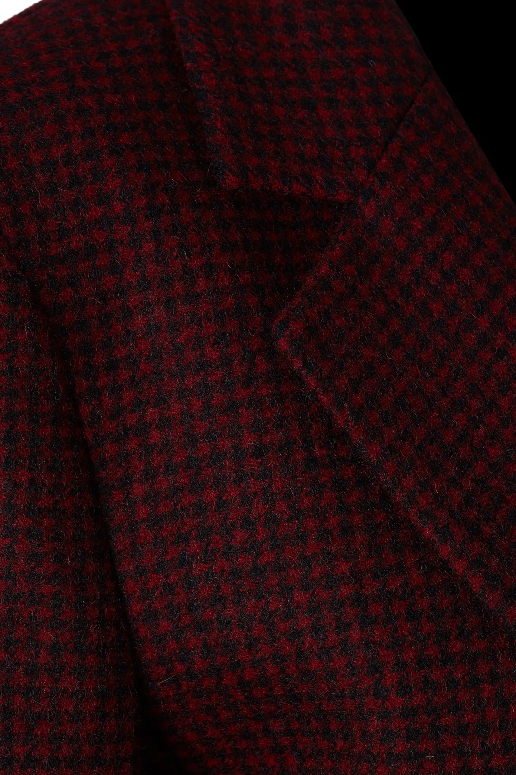 Holland Cooper Double Breasted Blazer Deep Red Houndstooth