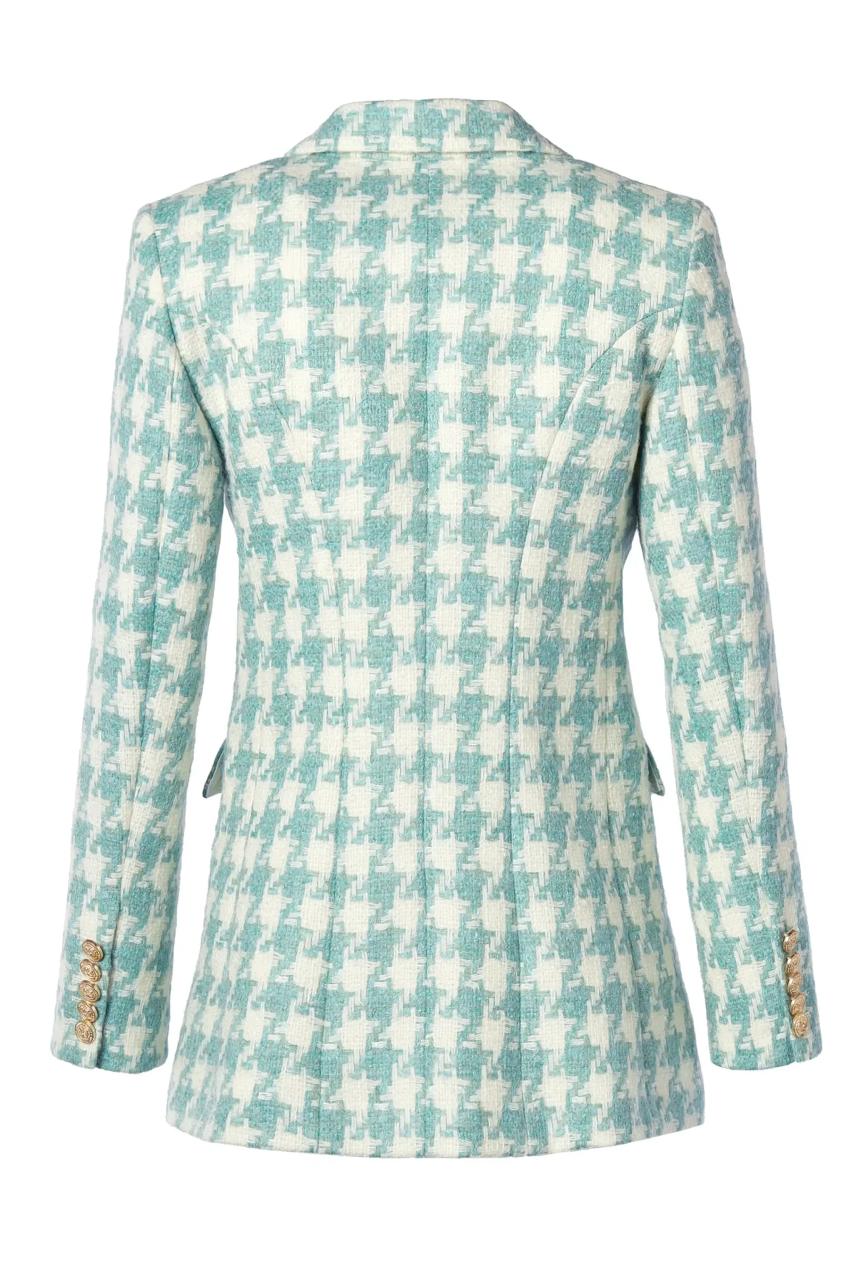 Holland Cooper Double Breasted Blazer Large Scale Teal Houndstooth Clearance