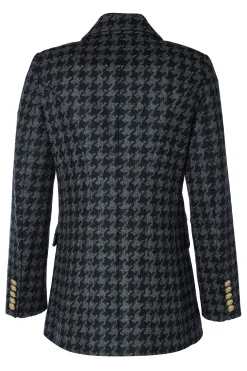 Holland Cooper Double Breasted Blazer Large Scale Charcoal Houndstooth Sale