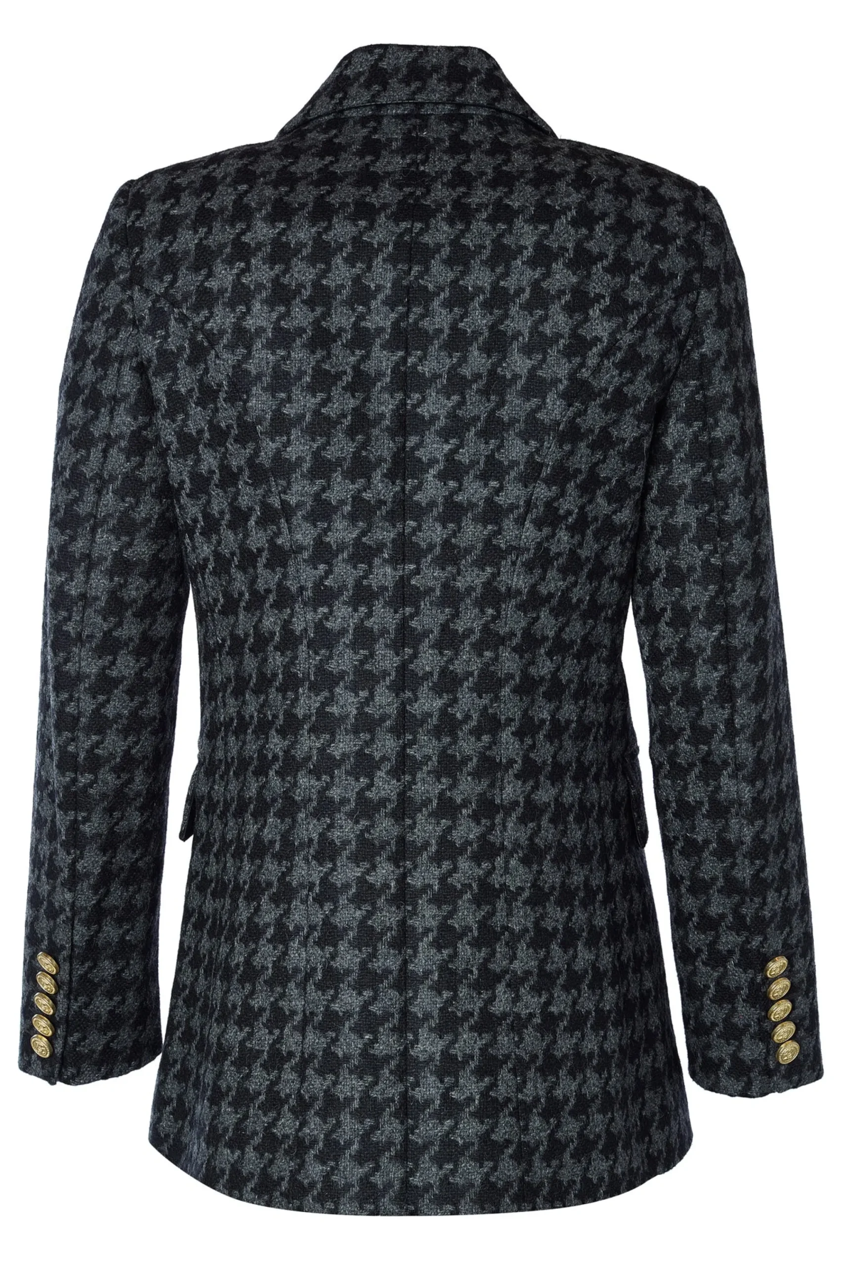 Holland Cooper Double Breasted Blazer Large Scale Charcoal Houndstooth Sale