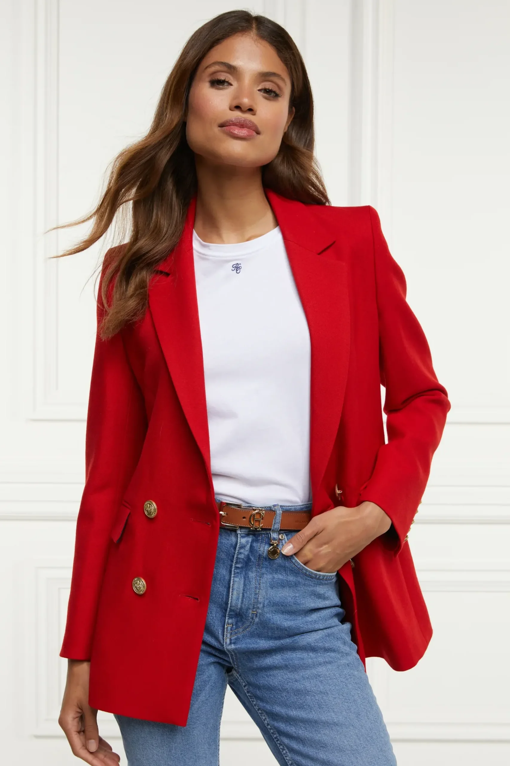 Holland Cooper Double Breasted Blazer Red Barathea Outlet