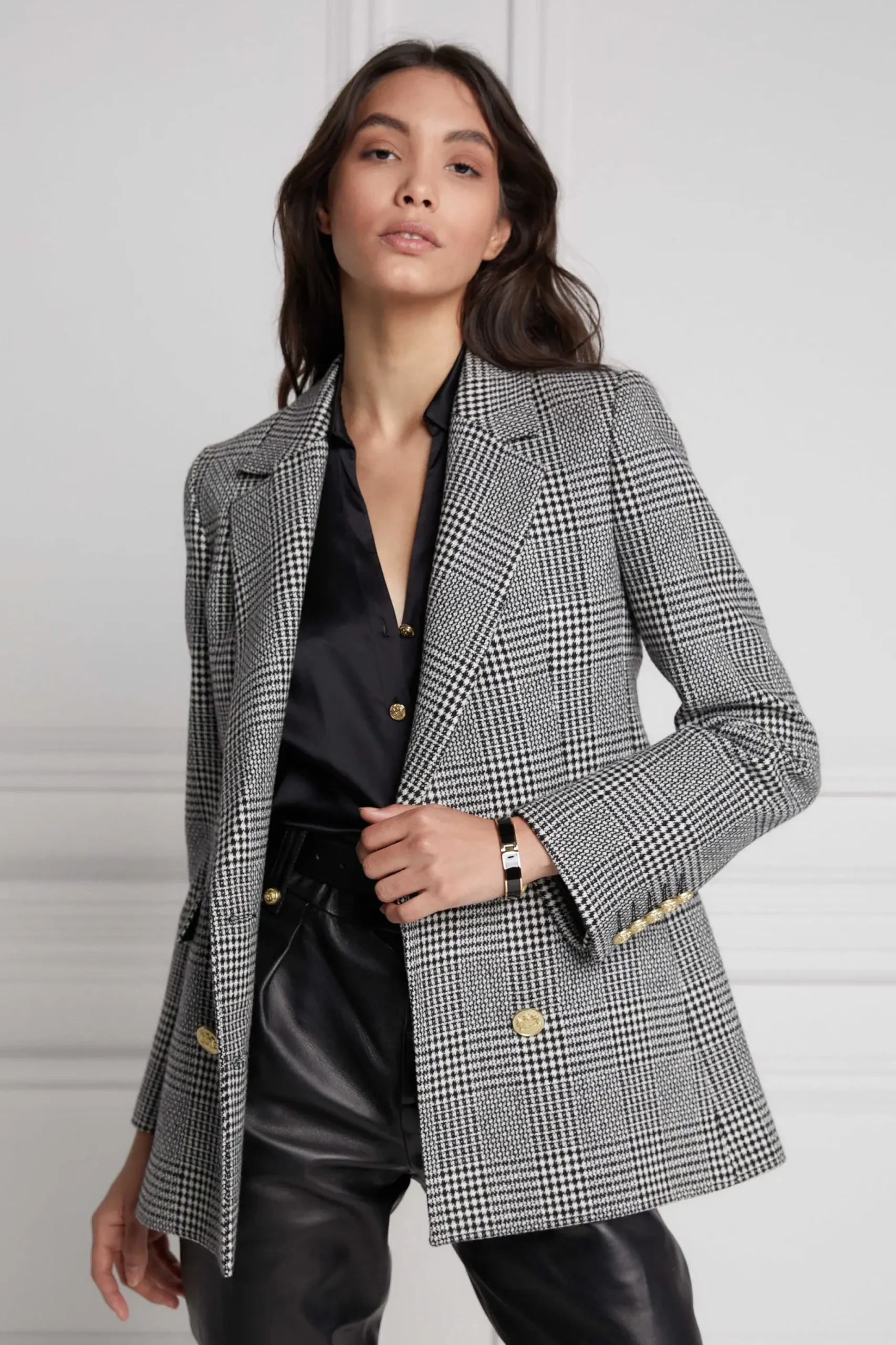 Holland Cooper Double Breasted Blazer Prince of Wales Mono Online