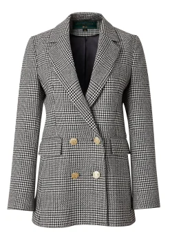 Holland Cooper Double Breasted Blazer Prince of Wales Mono Online