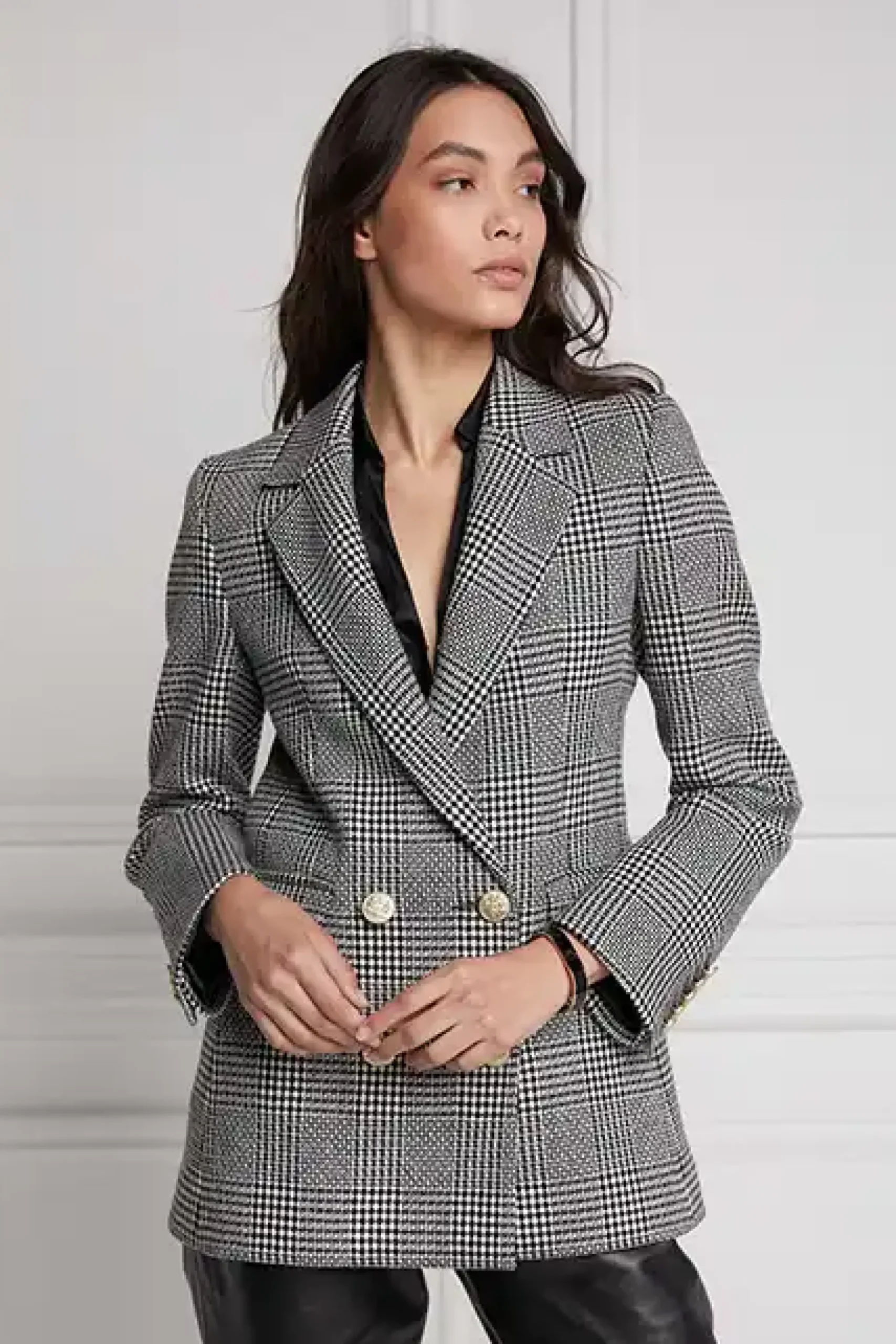 Holland Cooper Double Breasted Blazer Prince of Wales Mono Online